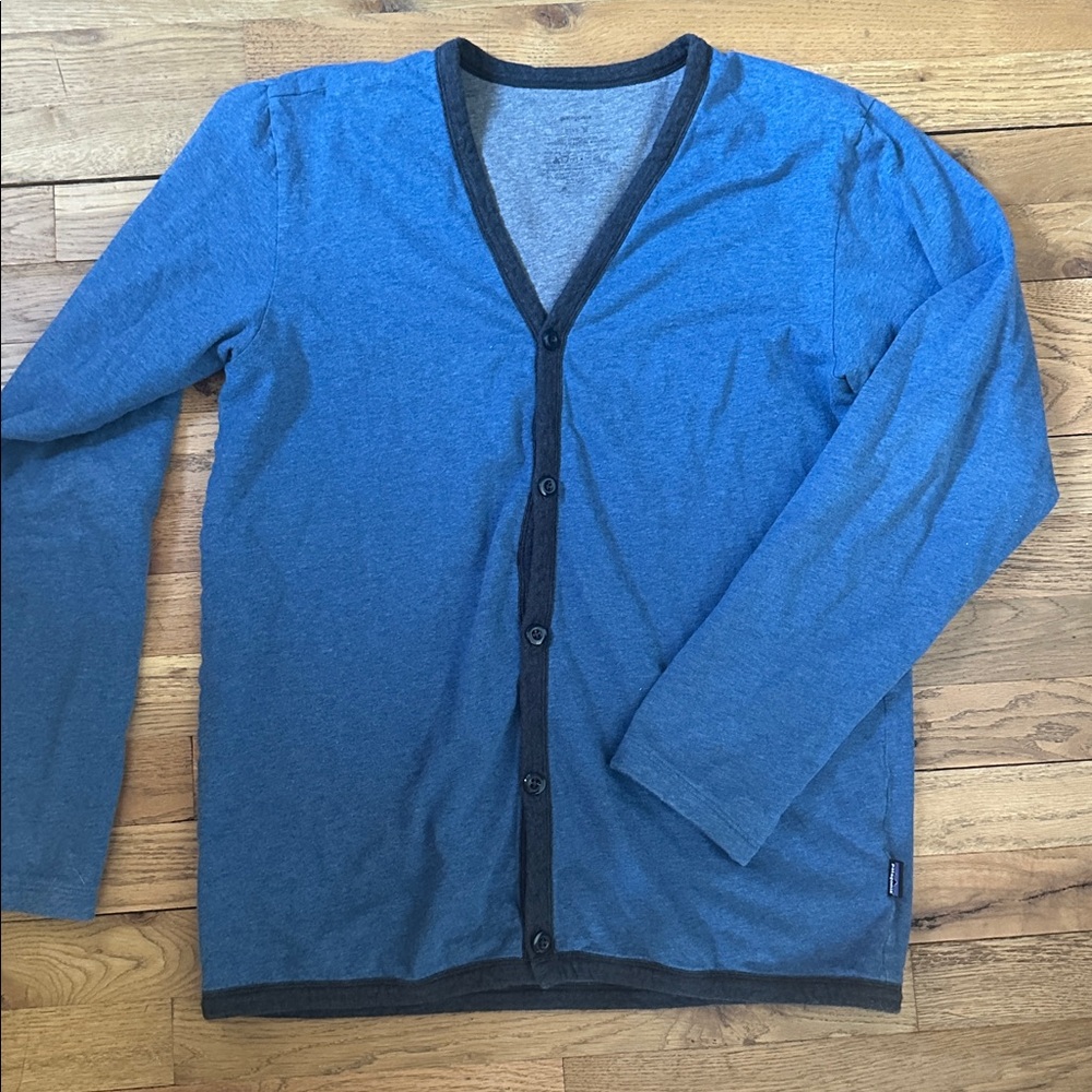 Patagonia Organic Cotton Cardigan Sweater Medium Blue Soft 100% Cotton
